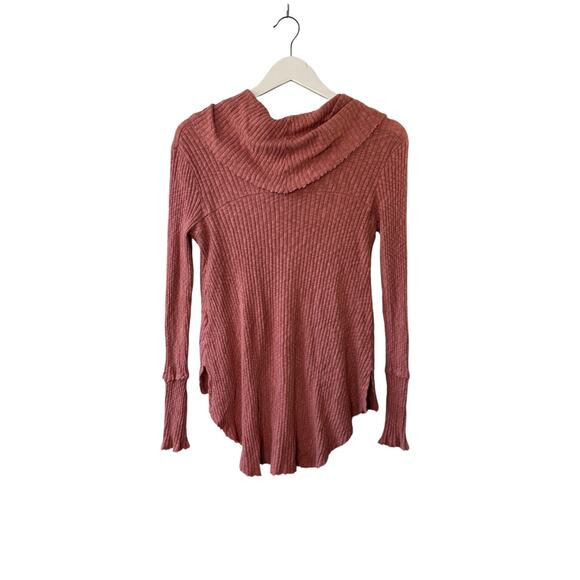 Altar’d State Salmon Pink Ribbed Cowl Neck Top Women's Size Medium - Picture 6 of 7